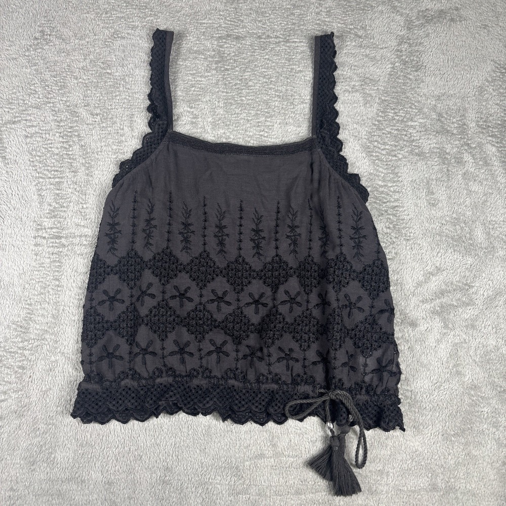 American Eagle Outfitters Dark Gray Front Tie Lace Tank Top Women's Size XS - Picture 1 of 7